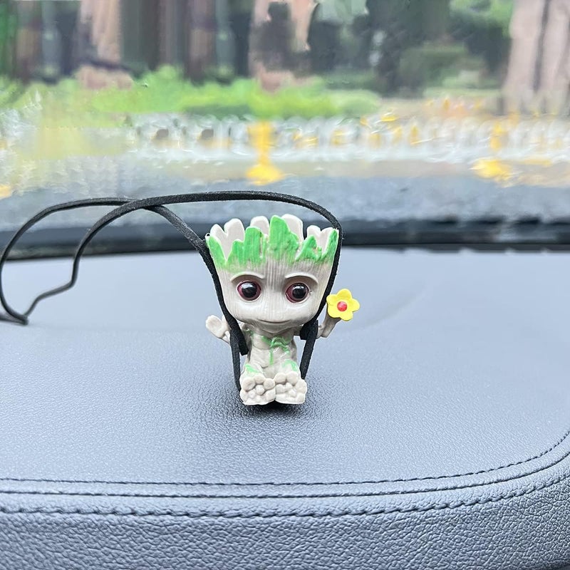WYJS Swing Smiling Little Tree Man Car Hanging Accessory, Mirror Suspension Decoration, Charm Pendant, Lanyard: Adjustable Length - Image 2
